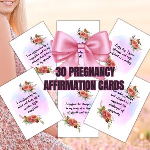 30 cartões de afirmação de nascimento, afirmações positivas de nascimento, floral, pacote de cartões de afirmação, cartões digitais de afirmação de gravidez, presente de chá de bebê