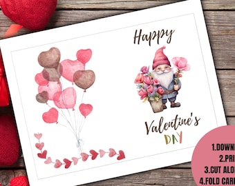 Gnomes Valentines day cards,Printable Gnome Valentine Cards,Instant Download Gnomies Valentines Day Cards,Gnomes Valentine Printable,gifts