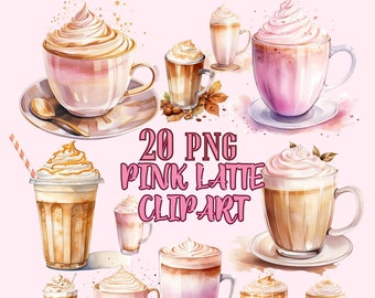 Pink latte png,Pink Latte Clipart, Watercolor Pink latte clipart,pink baby shower,Pink Coffee Latte Clipart,Pink Drinks,Coffee Loves png