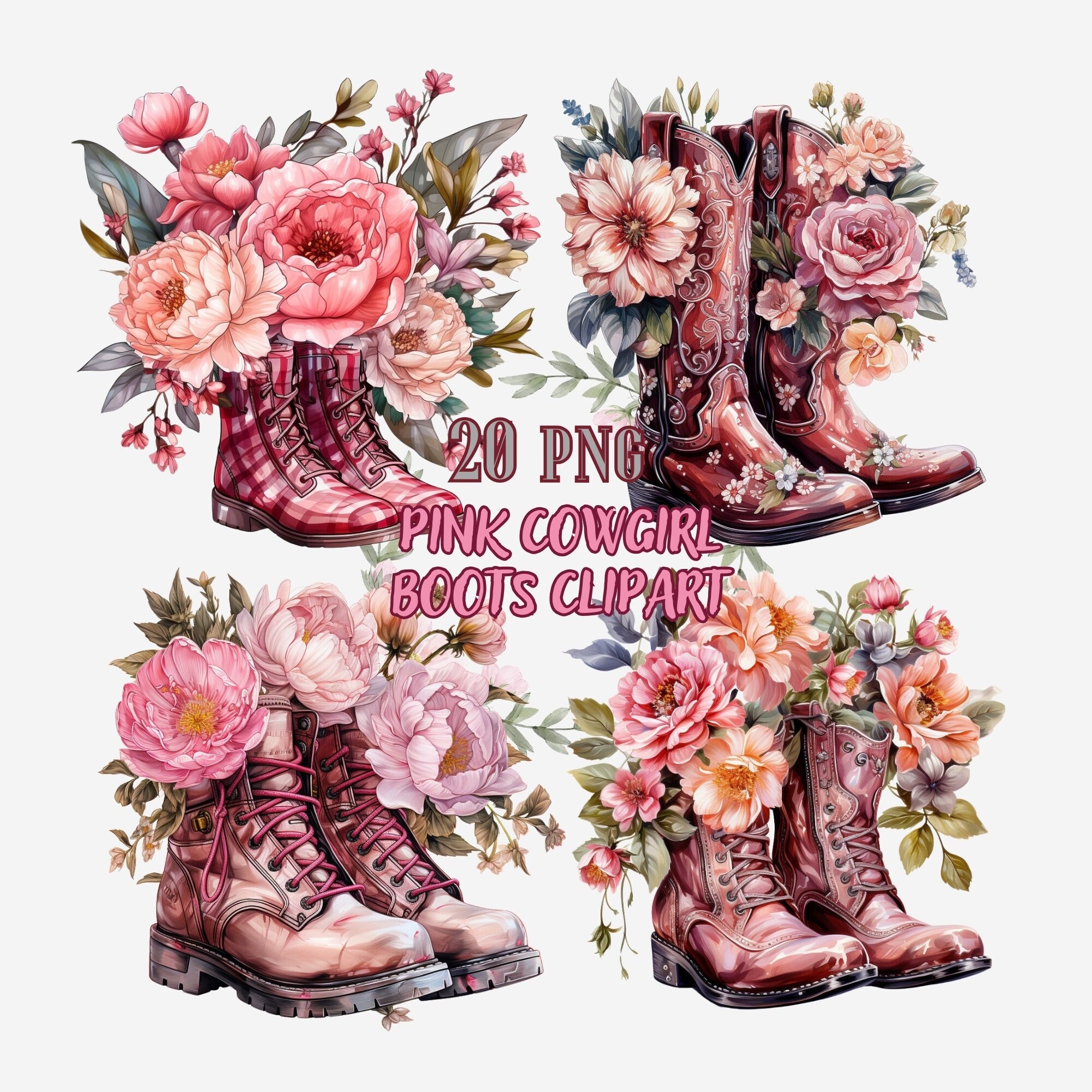 水彩ピンクのカウガールブーツのクリップアート - スクラップ