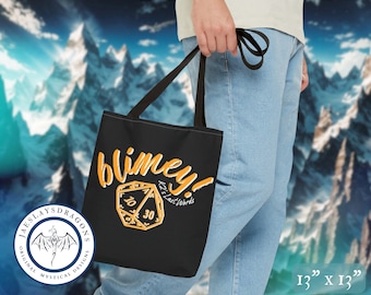 Blimey K2's Last Words Tote Bag | Dnd Present | Gift for DM | Dimension 20 | D20 Dice | Funny Dnd | Dice Bag | Fantasy High Junior Year