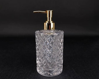 Distributeur de savon liquide en verre cristal doré