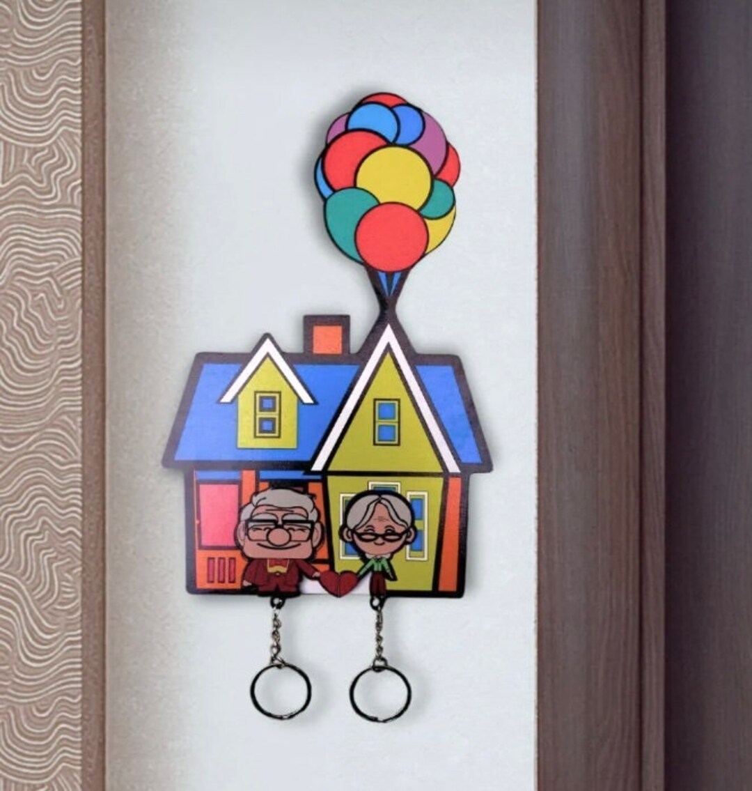 High Quality Handmade Wooden UP Keychain, UP Cartoon Keychain, Husband