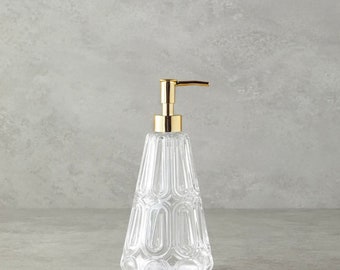 Distributeur de savon liquide en verre doré (cadeau pour la fête des Mères, cadeau pour la fête des mamans)