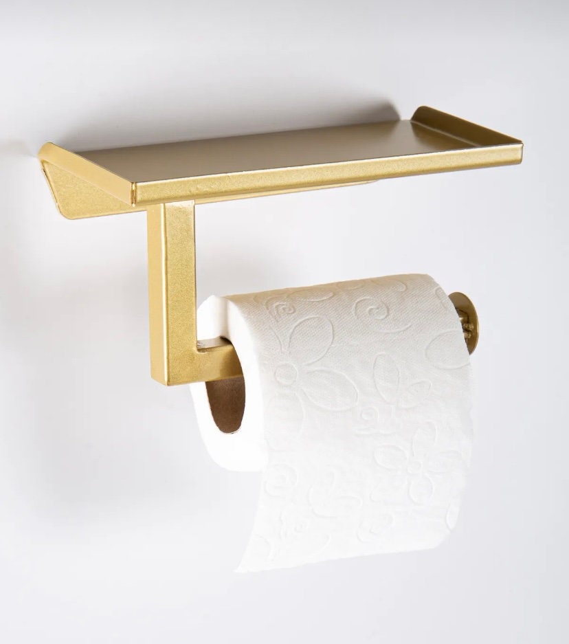 Luxury Gold Toilet Paper Holder With Phone Stand, Toilet Roll Holder