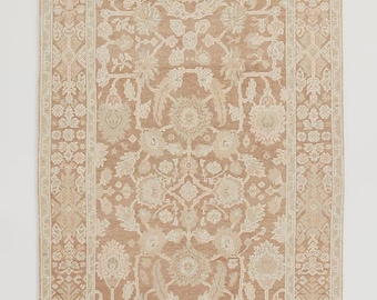Alfombra floral anudada a mano - Alfombra bohemia con medallón para sala de estar y dormitorio - Estética de estilo antiguo descolorido