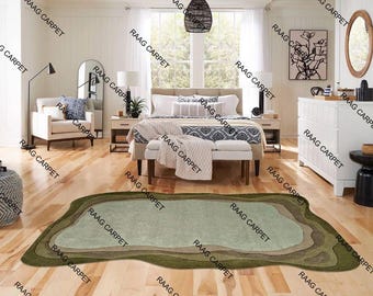 Handmade Woolen Area Rug, Modern Wavy Design