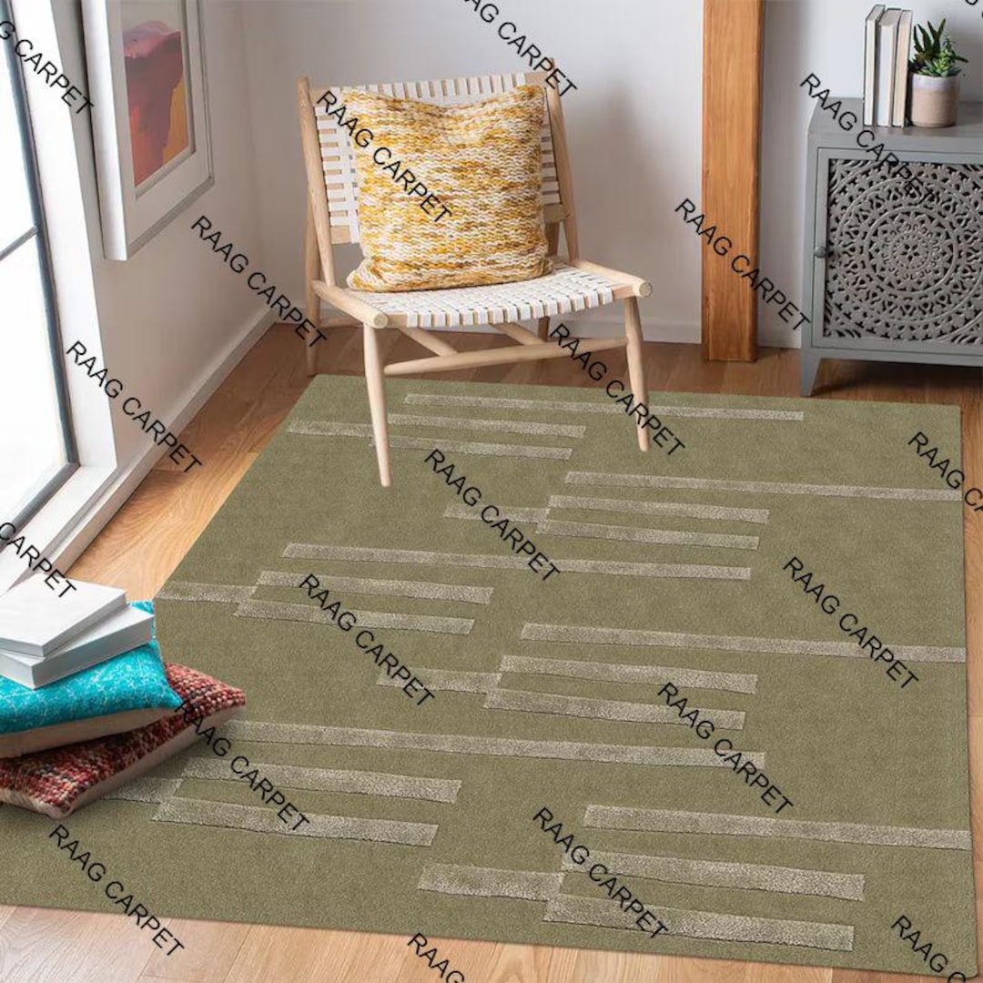 Handmade Tufted Wool Rug, Modern Abstract Design - Etsy