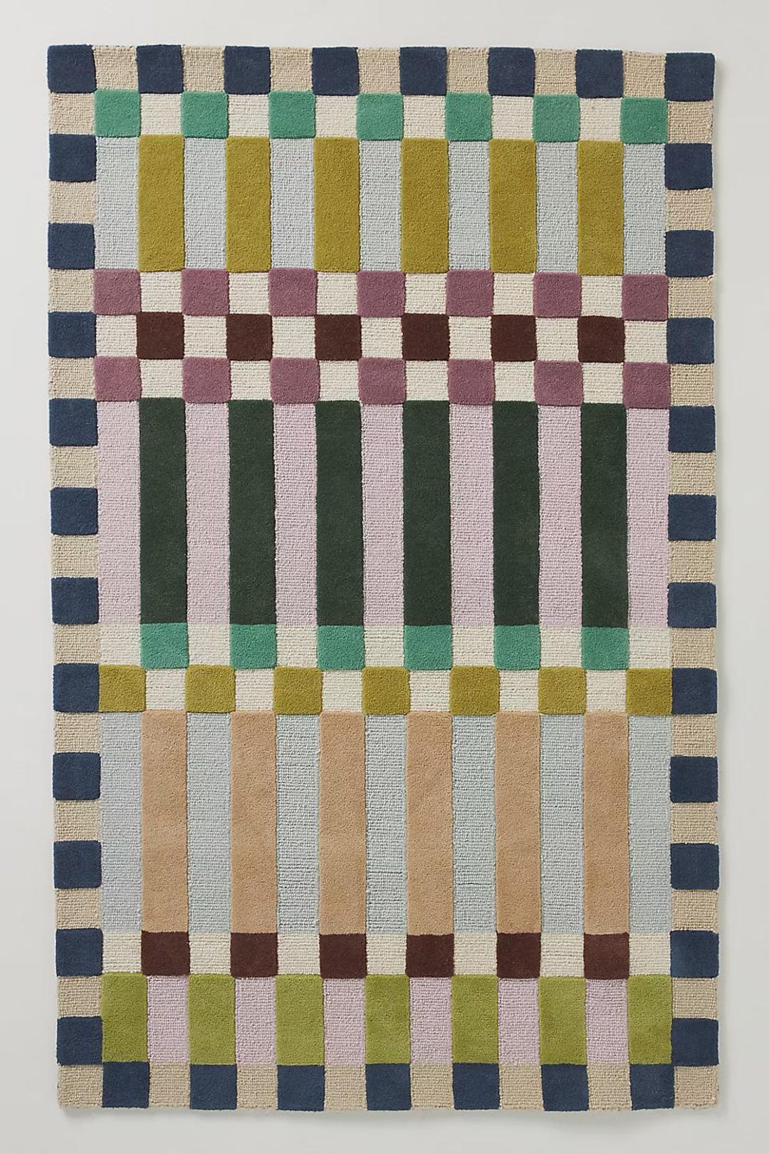 Tufted Check Rug Checkered Wool Area Rug, Handmade Tufted Bedroom Rug - Etsy
