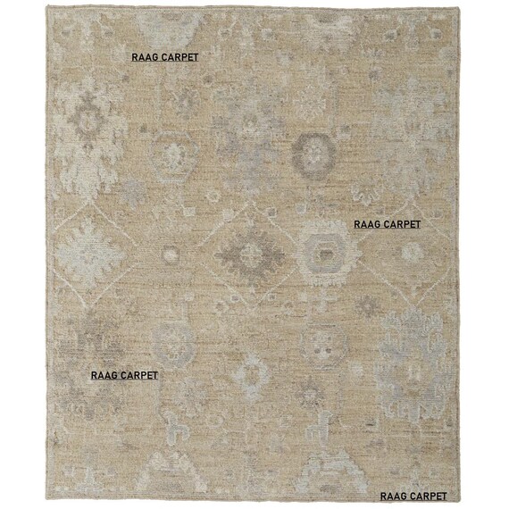 Vintage Neutral Area Rug - Soft Beige & Cream Distressed Carpet - Modern Boho Living Room Decor  - Large Muted Floral Hand knotted Rug