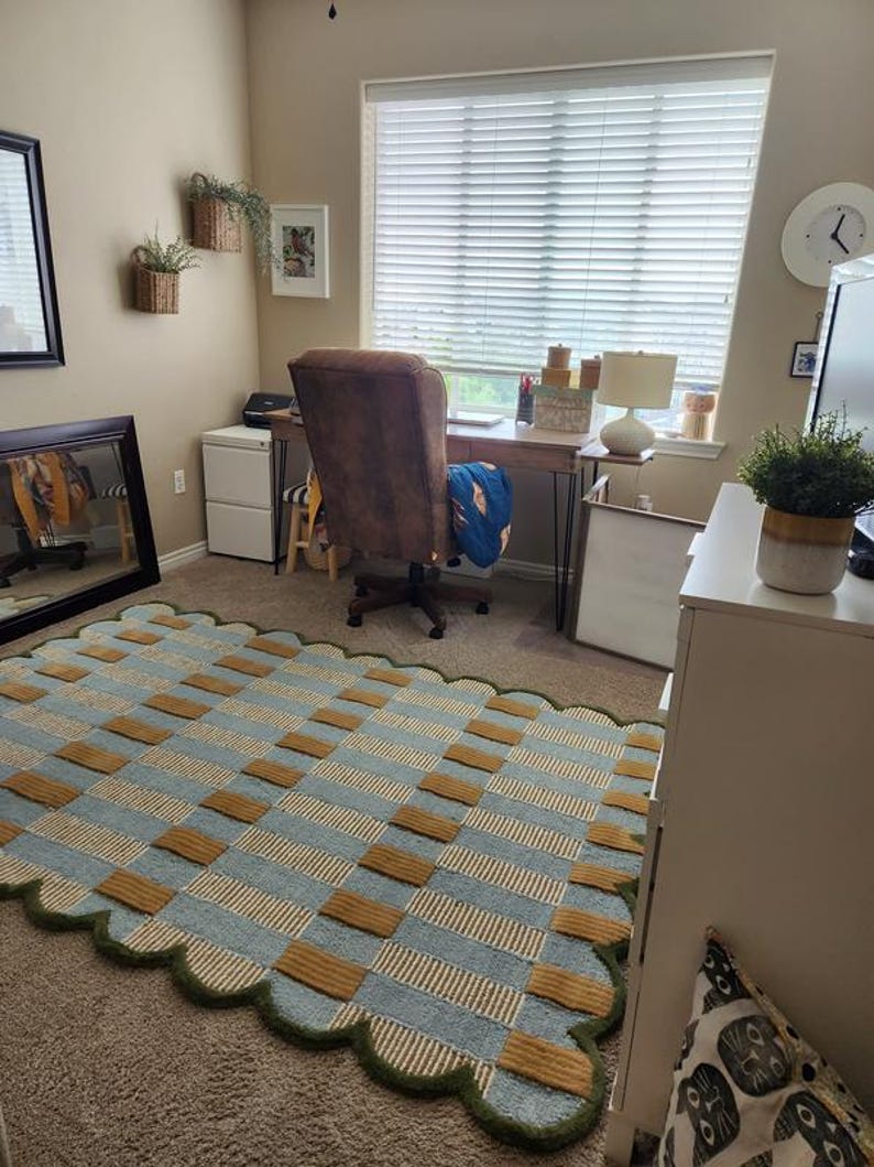 Matilda Goad Rug Matilda Goad & Co Scalloped Light Blue Handmade Tufted New Zealand ...