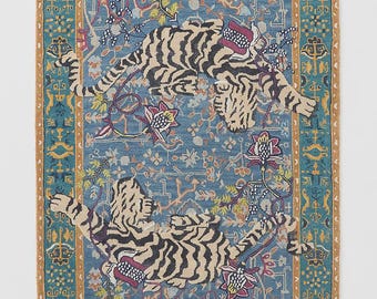 Anthropologie Agnes Tiger Handmade Tufted New Zealand Woolen Area Rug Bed Room Rug 8x10 9x12 10x14 12x15 12x18