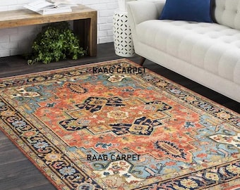 Handmade New Zealand Wool Oushak Rug: Modern Knotted Area Rug