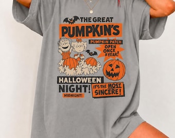 Pumpkin Halloween Shirt, Peanuts Inspired Pumpkin Patch Tee, Fall Autumn Unisex Gift