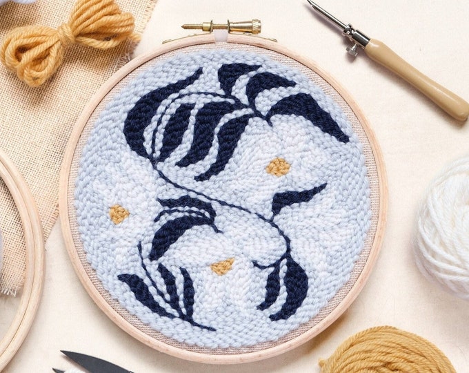 Beginner Punch Needle Kit | Crafting Kit | Flower Design | Full ...