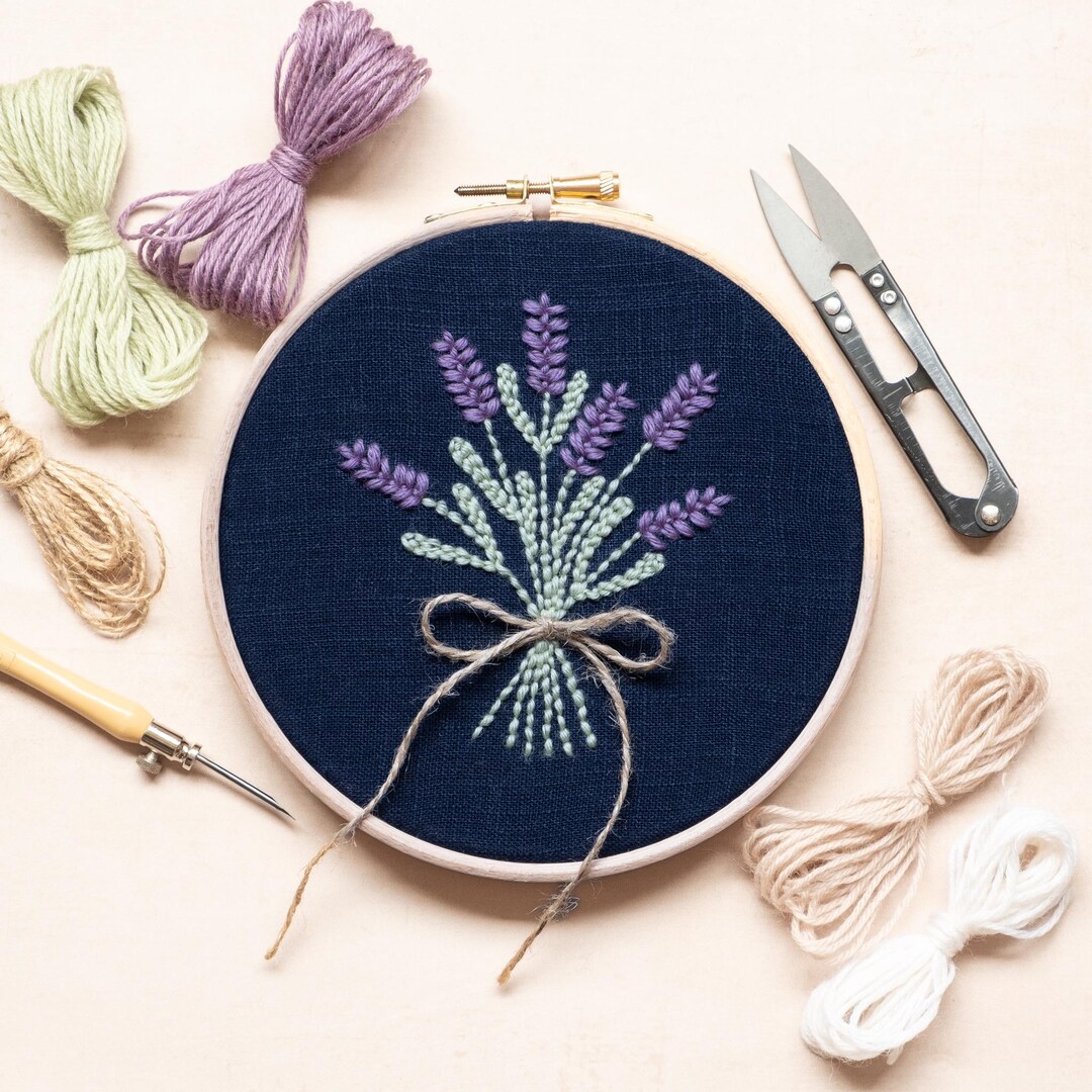 Beginner Punch Needle Kit | Crafting Kit | Lavender Flower Design ...