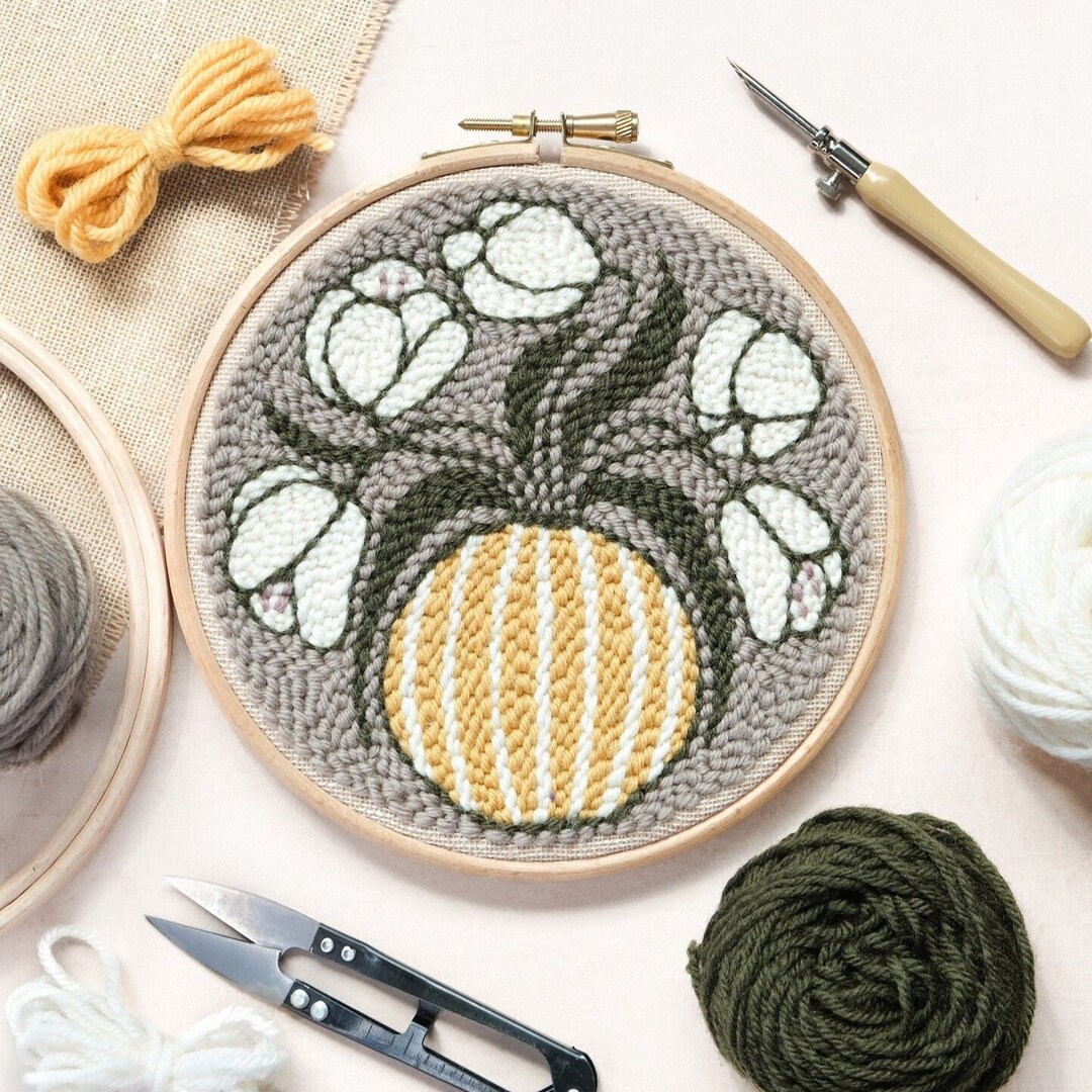 Beginner Punch Needle Kit | Crafting Kit | Tulips in Vase Flower Design ...