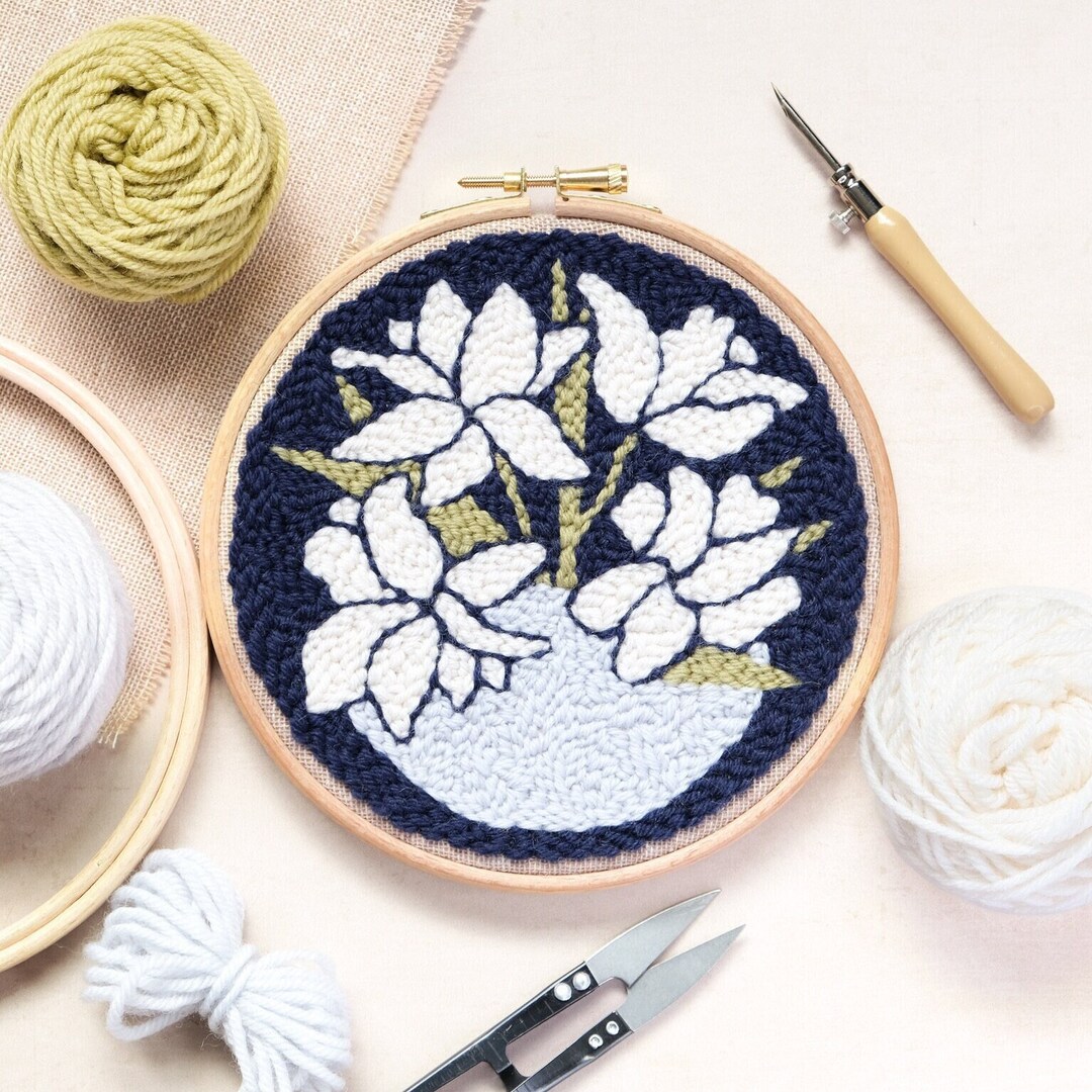 Beginner Punch Needle Kit | Crafting Kit | Irises Flower Design | Full ...