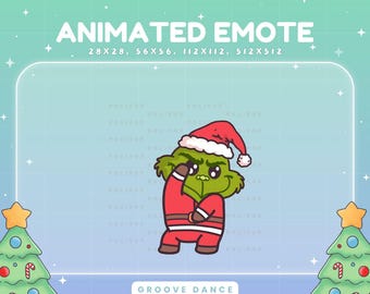 Animowana świąteczna emotka Grincha, czat na żywo z tańcem Twitch Groove i transmisją świąteczną