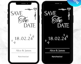 Save the Date E-invite Template, Electronic Save the Date, Minimalist Digital Invite, Electronic Invite, Instant Download