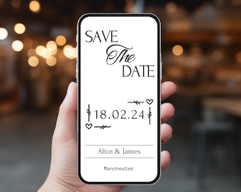 Save the Date E-invite Template, Electronic Save the Date, Minimalist Digital Invite, Electronic Invite, Instant Download