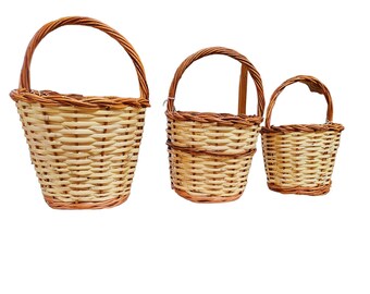 Artisan WICKER BREAD BOX, handmade, with handle.