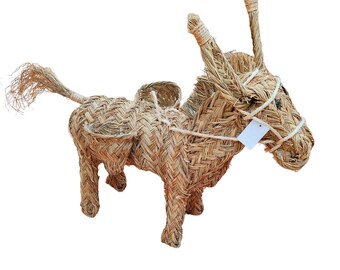 Handmade ESPARTO SCULPTURE. Donkee of esparto grass, handmade.