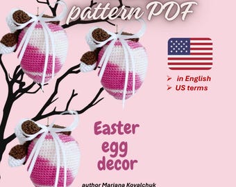 Patrón de decoración de huevos de Pascua a crochet: Adornos colgantes de cinta (PDF)