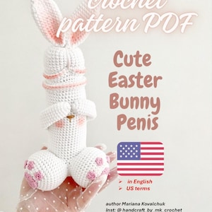 Süßer Osterhase Penis einfach Häkelmuster, PDF download, lustiger Osterhase, Osterhase, niedliches Häschen, Häkelanleitung, Spielzeug für Erwachsene