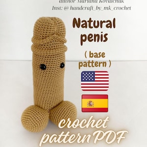 Natuurlijke penis (basispatroon) haakpatroon pdf, gehaakt sexy speelgoed voor volwassenen als cadeau, gehaakt grappig cadeauspeelgoed, gehaakte lul natuurlijke grootte