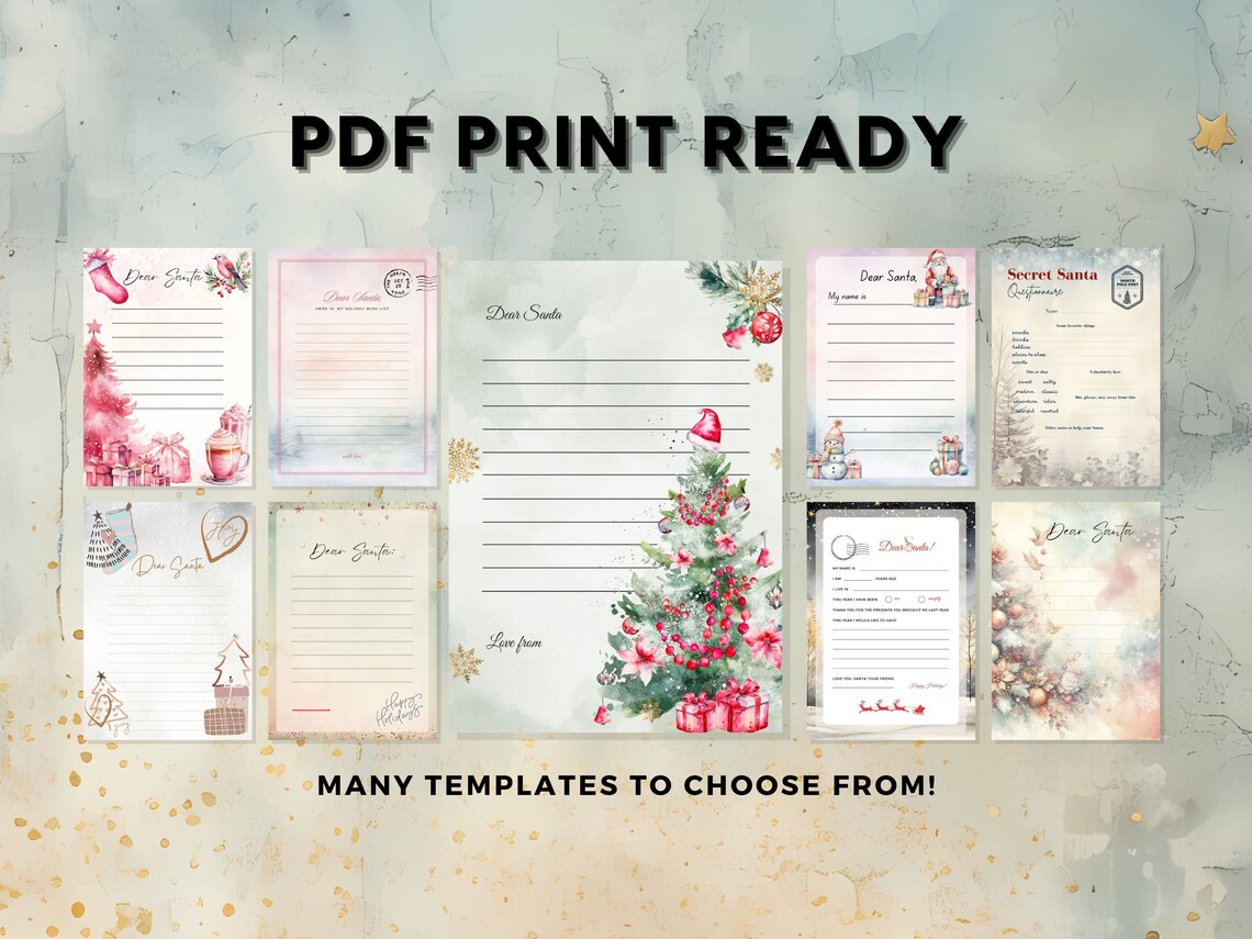 Letter to Santa Bundle Printable Easy to Print Letter to Santa Instant ...