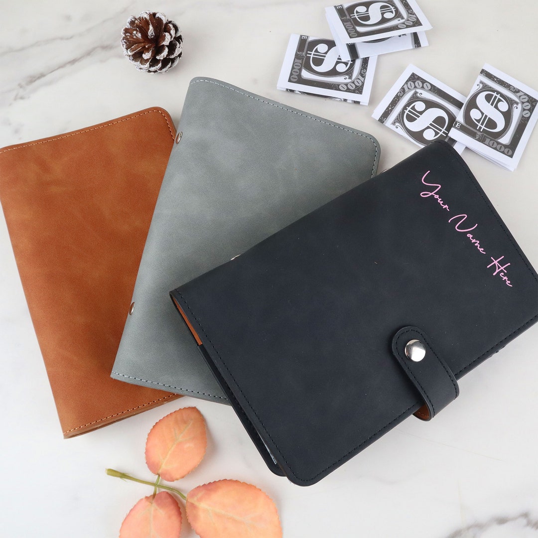Personalized Text Budget Binder, Cover Custom Text Savings Wallet