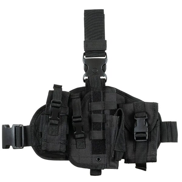 Dijholster met MOLLE Platform "Officer"-zakjes, coyote, zwart, camo.