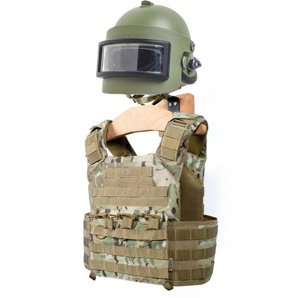 Stand for armor and helmet, or for other tactical equipment, wall-mount,suitable for helmets with an increased protection as Altyn or AM-95.
