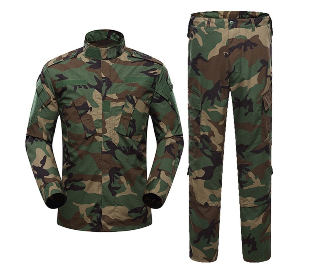 Original U.S. military jacket ripstop woodland camouflage BDU troops shirt