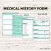 Medical History Form Printable Family Medical History Template Goodnotes Template Medical Binder ...