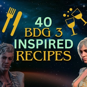 Bdg 3 - Receitas inspiradas - Cartões de receitas digitais em PDF/Livro de receitas - Receitas de D&D