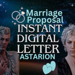 Carta digital instantánea de Astarion, propuesta de matrimonio, juego de rol, carta Dnd, Bdg 3, personaje de confort,
