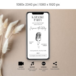Karaoke Birthday Party Invitation: Editable Music Theme (Digital)