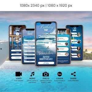 Birthday Cruise Template, Digital Cruise Invitation Template, Travel Itinerary, Birthday Invite, Carnival Cruise, Family Reunion 2024