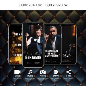 Animated Birthday dinner video invitation digital birthday party invitation text invitation dinner party invite download canva template