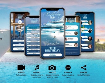 Birthday Cruise Invitation Template: Editable Travel Itinerary (Digital Download)