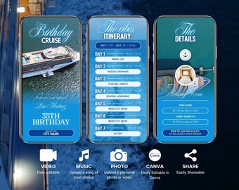 Birthday Cruise Invitation Template: Animated Travel Itinerary (Digital Download)