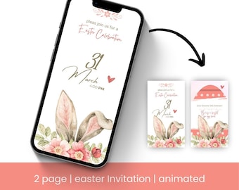 Elegant Easter Dinner Invite - Modern Mobile Invitation Template, Instant Download