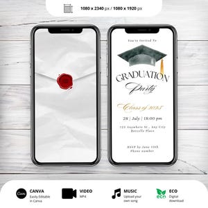Watercolor Graduation Party Invitation Template: Class of 2025 (Digital Download)