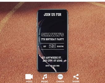 Basketball Birthday Invitation Template: Editable Video Invite (Digital Download)