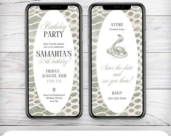 Schlangen Print Geburtstagseinladung: Wild Glam Party (Digitaler Download)
