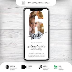 Animierte Einladung zum 6. Geburtstag: Boho Desert Theme (Digital bearbeitbare Vorlage)
