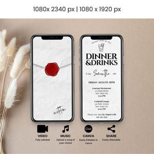 Bearbeitbares Video zum Geburtstag zum Abendessen: Minimalistische Party einladen (Digitaler Download)