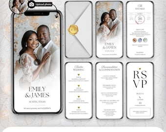 Wedding Invitation Template: Animated, Minimalist Black & White - Editable Canva
